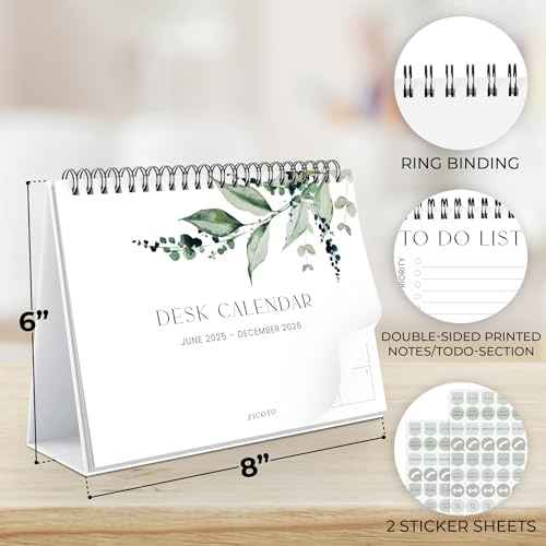 Aesthetic Desk Calendar 2025-2026 - Runs June 2025 until December 2026 - Beautiful Small Flip Desktop Calendar for Easy Organizing