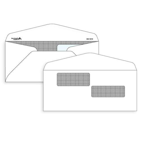 Blue Summit #10 Double Window Security Envelopes for ADP Payroll Checks, ADP Payroll Envelopes, Gummed Seal, 500 Count