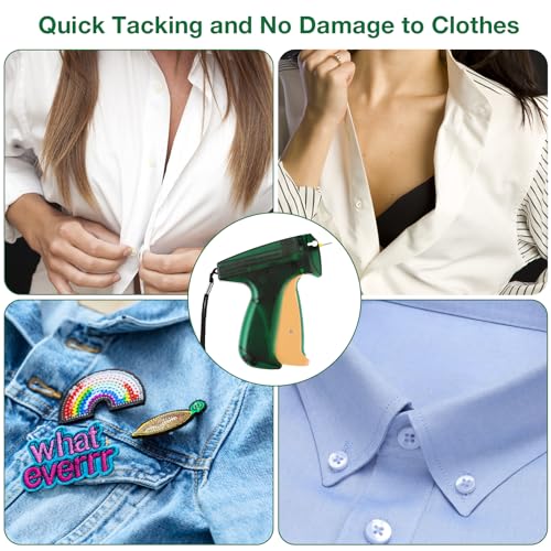 Wilfox Tagging Gun Kit with 1 Needle - Green/Yellow Grip, 2000 Mini Fasteners for Clothing