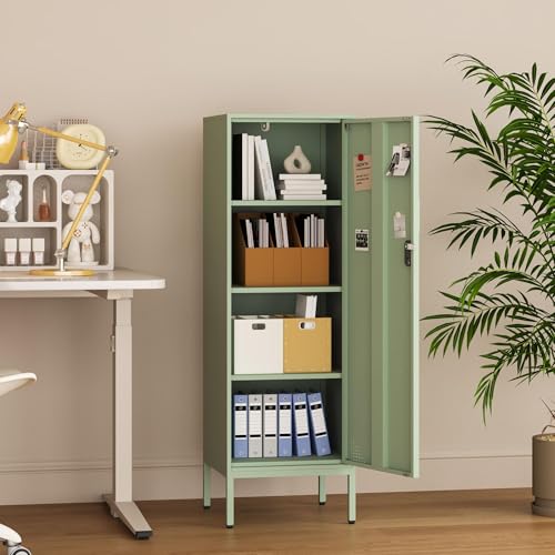 Steehoom 4-Tier Metal Locker Storage Cabinet, Lockable File Cabinet, Green 49.21" H