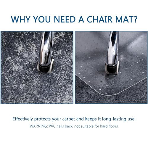 Office Chair Mat for Carpet, 45" x 53" Low Pile Carpet Protector Mat for Office Chair, Under Desk Office Mats for Rolling Chairs, Easy Glide, with Lip