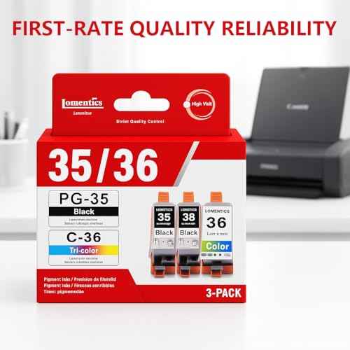 PGI-35/CLI-36 Value Pack Ink Cartridge (2 Black, 1 Color, 3-Pack) Lometic Compatible Replacement for Canon 35 36 Ink to Work with PIXMA iP100 iP110 TR150 Printer