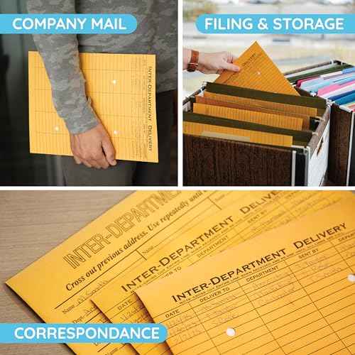 Blue Summit Supplies Interdepartment Envelopes with String Tie 10 x 13 Inches, Brown Kraft Interoffice Envelopes with string 10x13 ? Reuseable,100 Count
