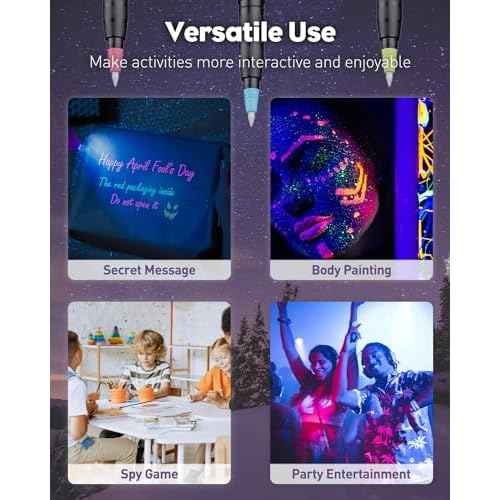 Uniclife 3 Pcs Invisible Ink Pen with 3 Pcs UV LED Keychain Flashlight, Spy Pen, Disappearing Ink Magic Pen for Secret Notes, Magic Spy Marker with Purple Light for Christmas Halloween Holiday Present