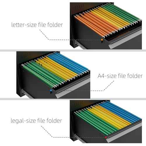 2 Drawer File Cabinet with Lock, Vertical File Cabinets for Home Office, Printer Stand, Heavy Duty Steel Office Storage Cabinet for Letter/Legal/A4, Assembly Required(Black)