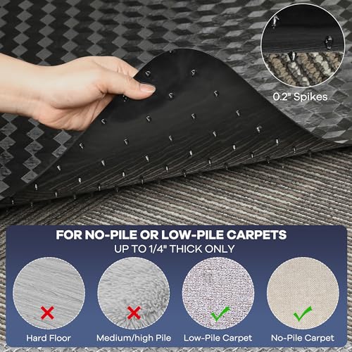 BesWin Office Chair Mat for Carpet, 48" x 60" Large Computer Desk Chair Mat for Low Carpeted Floors, Thick and Sturdy Carpet Protector for Rolling Chairs, Easy Glide Floor Mat for Home, Gaming (Black)