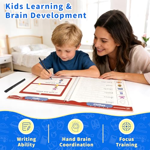 Kids Reusable Handwriting Practice Book with Magic Disappearing Ink - Ages 3-8