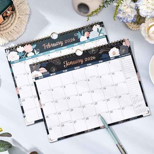 2026 Calendar - Wall Calendar 2026, JAN.2026 - DEC.2026, 8.5" x 11", 2026 Wall Calendar with Twin-Wire Binding, Hanging Hook, Unruled Block - Engraved Art Floral