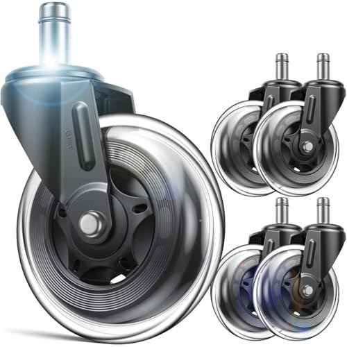 Office Chair Replacement Wheels Set of 5, 3" Heavy Duty Rubber, Safe for All Floors, Quiet, Universal Fit & Quick Installation Easy to Install on Hardwood & Carpet