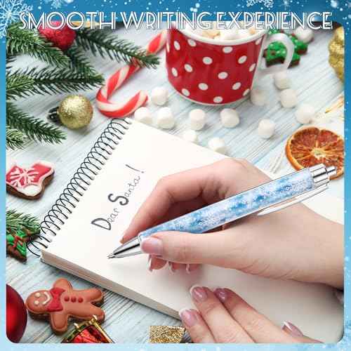 Tenceur 200 Pcs Christmas Pens Winter Snowflake Christmas Novelty Pens Bulk Xmas Ballpoint Pen Rollerball Pen Xmas Gift for School Office Home Supplies