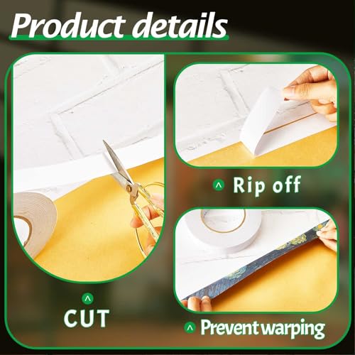 Geyoga 10 Rolls Total 1640 ft Heavy Duty Banner Hem Tape Double Sided Each 1" x 164 ft Mounting Tape for Vinyl Banner, White
