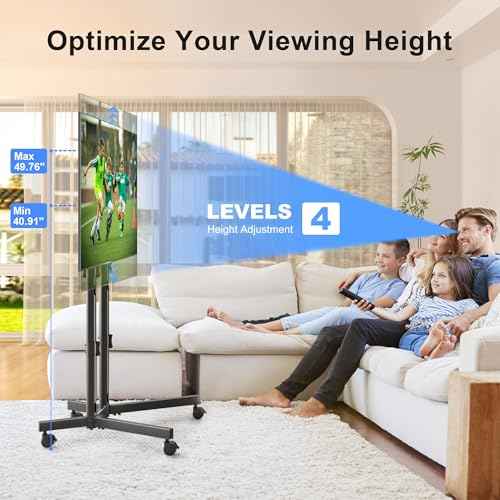 Mobile TV Stand with Wheels for Most 32-75 Inch Flat/Curved Screens TVs, Height Adjustable Rolling TV Cart Without Shelf, up to 88 lbs, Max VESA 600x400, ML70A