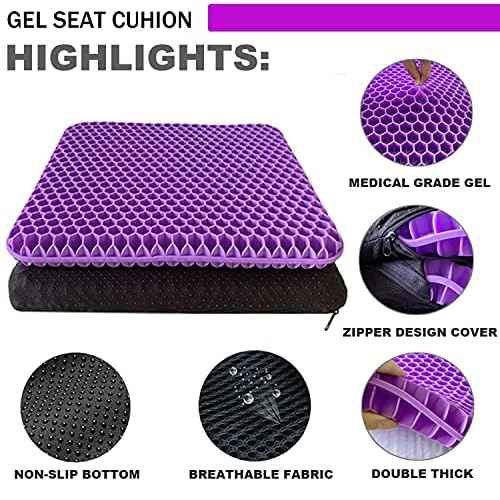 Gel Seat Cushion for Long Sitting Pressure Relief (Super Large & Thick) - Non-Slip Gel Chair Cushion for Back, Sciatica, Tailbone Pain Relief - Seat Cushion for Office Desk Chair, Car, Wheelchair