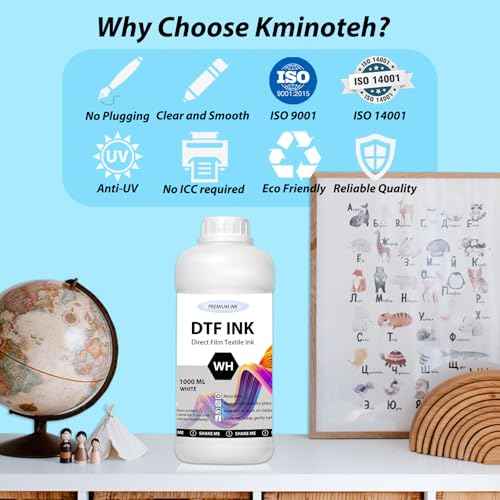 DTF White Ink - 1000ML DTF Transfer Ink for PET Film, Premium Pigment Ink Refill for P600 P800 DX5 DX7 R1390 XP600 i3200 4720 5113 Printers, High Fluidity & Coverage (33.8oz, White)