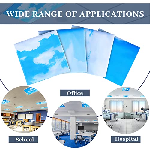 Hortsun Blue Sky Cloud Magnetic Fluorescent Light Covers 4 Pack for Classroom & Office