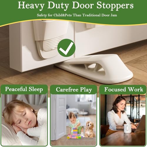 Fursafe&Q White 2-Pack Rubber Door Stop Wedge with Holder – Heavy Duty Bottom of Door