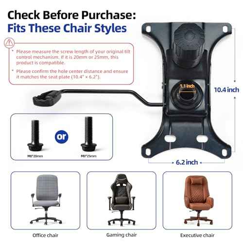 Sytopia Heavy Duty 500lbs Office Chair Replacement Parts, Swivel Tilt Control Mechanism with 6" x 10.2" Mounting Holes, Universal Fit Chair Base for Executive and Gaming Chairs, Black