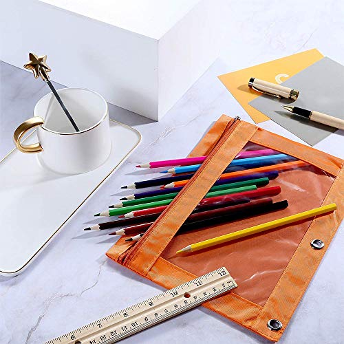 Black 2-Pack 3-Ring Pencil Pouches with Zipper for Binders & Cosmetics