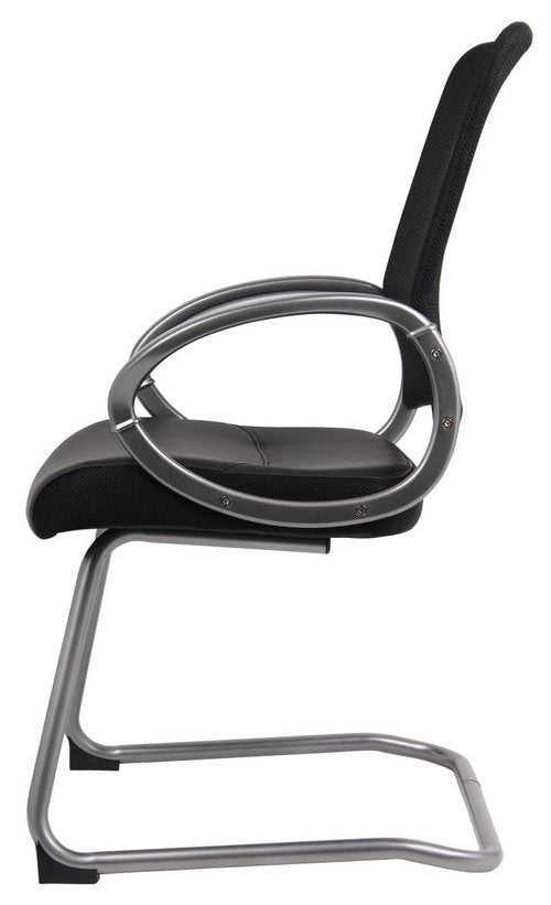 Boss Office Products Mesh Back Guest Chair with Pewter Finish in Black, 250 lb.
