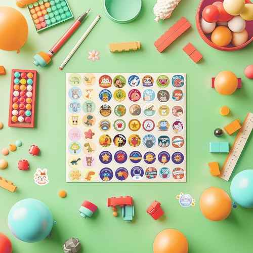 64 Sheets Stickers for Kids,6000+PCS Kids Stickers Bulk,Animals, Stars, Cakes, Desserts, Heart-Shaped Motivational,Teacher and Students