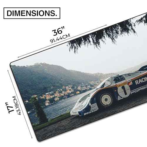MPCO. Racing Series Large Gaming Desk Pad - 36" x 17" Duraglyde Fabric Porsche-956 Desk Mats - Non-Slip, Washable, Smooth Glide for Precision Gaming & Work