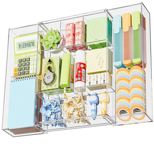 Marbrasse Clear Expandable Desk Drawer Organizer with 10 Adjustable Compartments