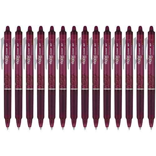 Pilot FriXion Clicker Erasable Gel Pens, Fine Point (0.7mm), Burgundy Ink, 14-Pack - Refillable, Smooth Writing Pens for School, Journaling, and Office Use