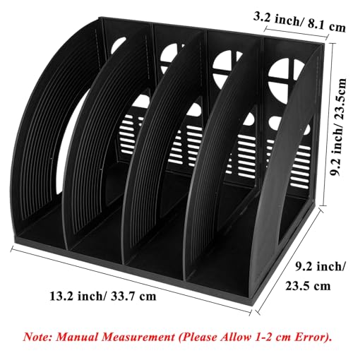 SAYEEC Black 4-Compartment Magazine Holder – Sturdy Plastic Desktop File Organizer