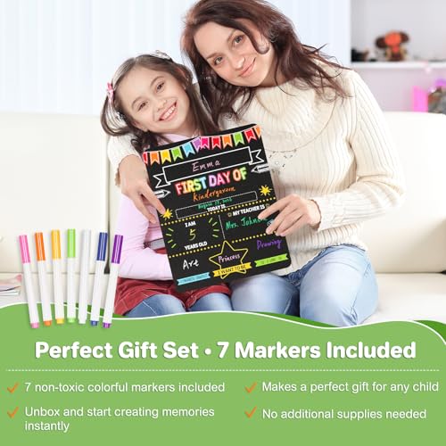 WALGLASS D-Style 11x14 Back to School Chalkboard Sign - Double-Sided First & Last Day Keepsake