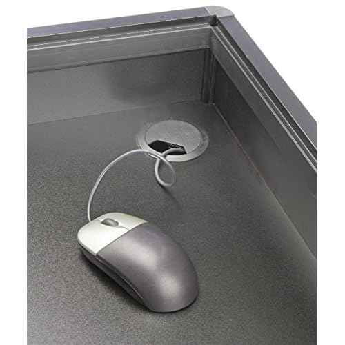 Black Laminate Cash Register Stand with Locking Drawer and Adjustable Shelf, 24 x 38 x 23-3/4-Inch,