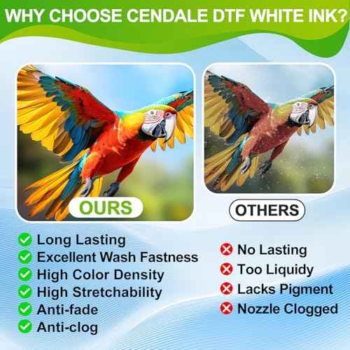 DTF White Ink 500ML - Upgraded High Viscosity, No Sediment DTF Ink for ET-8550 XP-15000 L1800 L805 R1390 R2400 DTF Printers, Heat Transfer Printing Direct to Film