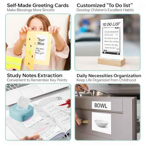 Mini Printer Sticker Thermal Printer with 3 Rolls Paper, Bluetooth Portable Phone Print Pods,Study Sticker Maker for Pictures, Photos, Journals, DIY, Compatible with Phone & Tablet