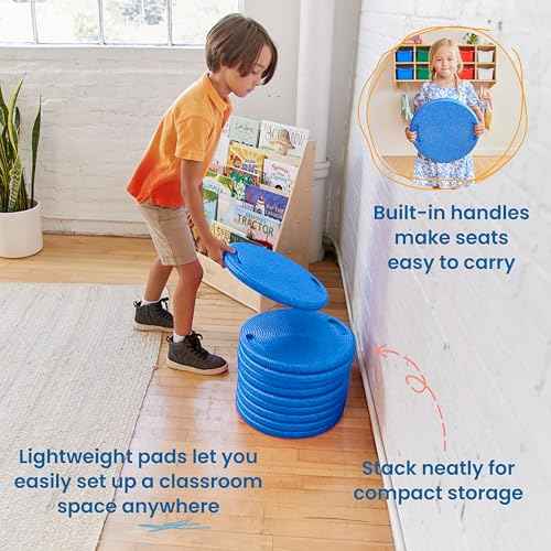 ECR4Kids CircleSpots, Seating Pads, Blue, 10-Pack