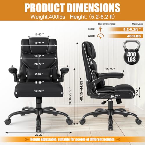 Executive Office Chair with Flip-Up Armrests – Ergonomic Mid-High Back Desk Chair
