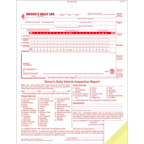J. J. Keller Driver Daily Log Book 5-Pack (Carbonless, 31 Forms per Book, 8.5 x 11)