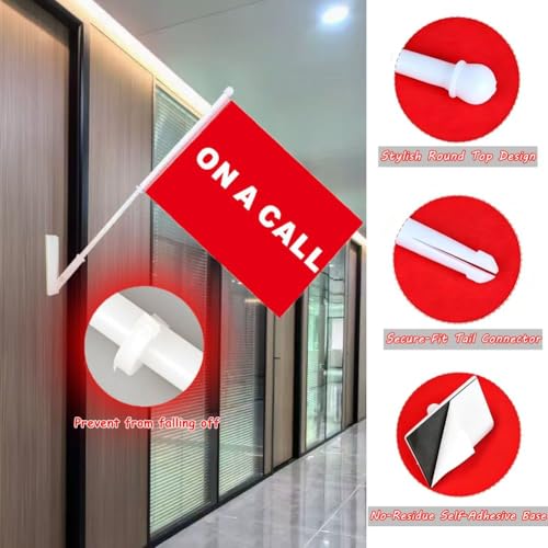 YHUILL 5 Pack Red On A Call Sign Flags for Office Cubicles - Privacy Indicator with Base