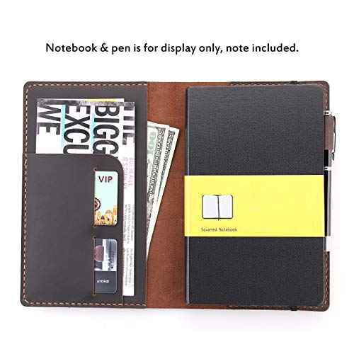 Robrasim Leather Journal Cover Fits for Moleskine Large Hard Cover Notebook, Handmade Vintage Leather Cover for 5"x8.25" Hardcover Notebooks - Coffee