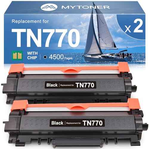MYTONER Compatible Toner Replacement for Brother TN-770 TN770 Super High Yield Black Toner Cartridge for HL-L2370DW L2370DWXL MFC-L2750DW L2750DWXL Printer 4,500 Page, 2-Pack