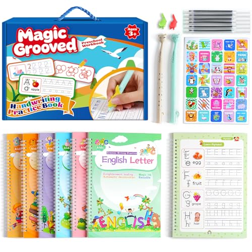 Big Tree 6-Pack Reusable Handwriting Practice Copybooks for Children with Magic Ink & Templates