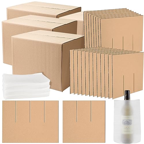 Leinuosen Moving Boxes Packing 16 x 12 x 12 Inch Divider Kits Included 10 Corrugate Dividers with 24 Foam Pouches for Shipping, Kitchen Moving Box Kit Dish Packing(4 Pack)