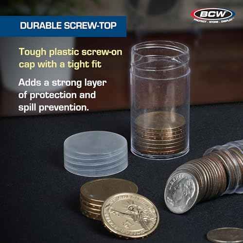 BCW Coin Tubes for US Pennies - 50ct | Holds Lincoln Penny | Durable Plastic Tube Coin Holders | Coin Collecting Supplies | Penny Coin Tubes