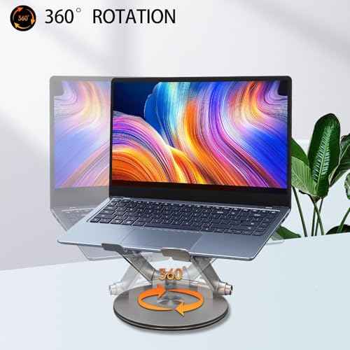 Laptop Stand for Desk, Adjustable Computer Stand with 360¡Æ Rotating Base, Ergonomic Laptop Riser for Collaborative Work, Foldable & Portable Laptop Stand, fits for All 10-16" Laptops