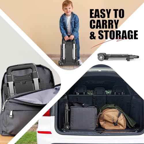 Mini Small Folding Hand Truck Dolly with 2 Tank Wheels, Expandable Base Plate Utility Luggage Cart with 1 Elastic Ropes, Portable Dolly Cart for School Travel Office Moving
