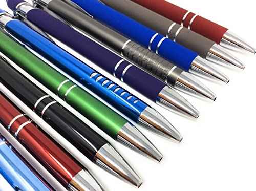 5 lb. Box of Assorted Misprint Metal Retractable Ball Point – Bulk Misprinted Pens, Stylus Tip, Comfort Grips, Wholesale Office Home School Black Blue Ink – Approximately 120 Pens per Box