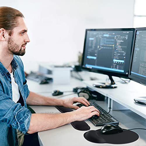 KTRIO Black Keyboard Wrist Rest & Large Mouse Pad with Wrist Support, Ergonomic