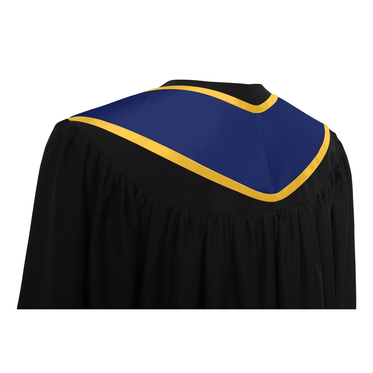Endea Graduation Plain Honor Stole With Trim Color & Angled End Adult Unisex 72" (Navy Blue/Gold)