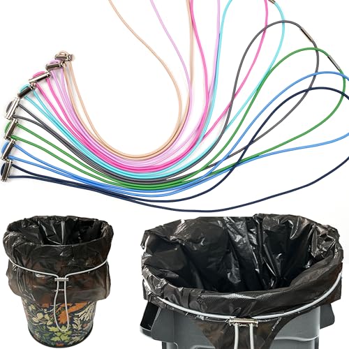 Adjustable 8-Piece Garbage Can Bands Fits 8-33 Gallon Trash Cans Navy Blue/Blue/Green/Grey/Pink/Beige/Purple
