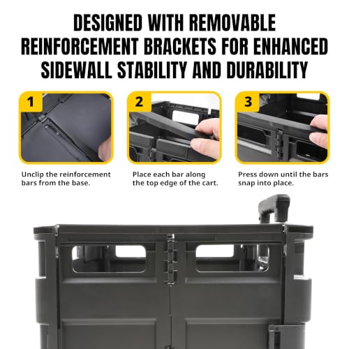 MaxWorks 51051 Collapsible Rolling Dolly Cart with Telescoping Handle & Storage