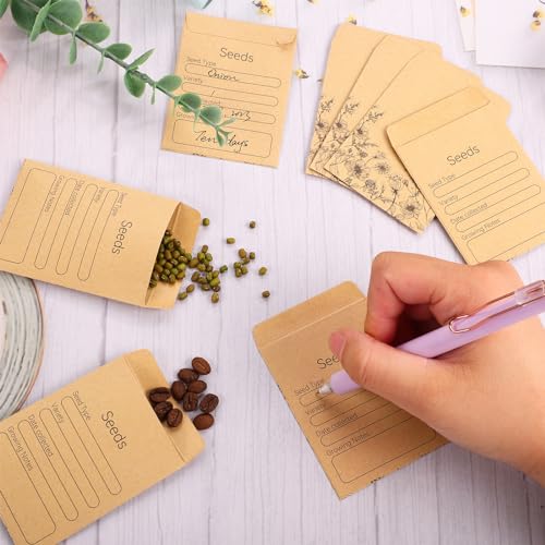 Prudiut 300 Pack Seed Envelopes 3.15x2.36 Inches Self-Adhesive Kraft Seed Packets