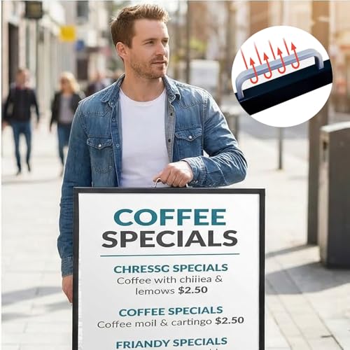 USCNC Black Double-Sided A Frame Sign 24x36 Inch Outdoor Sandwich Board
